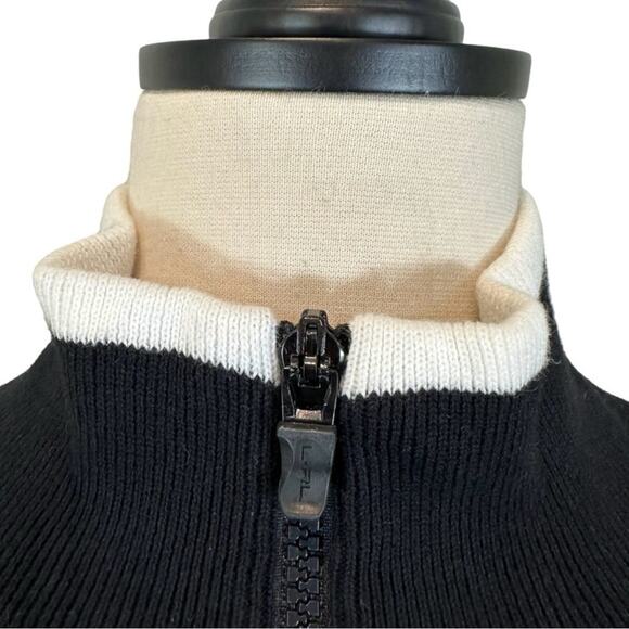 Y2K LRL Ralph Lauren Cotton Half Zip
Black White Stripe Sweater Size XL Preppy - Picture 4 of 13
